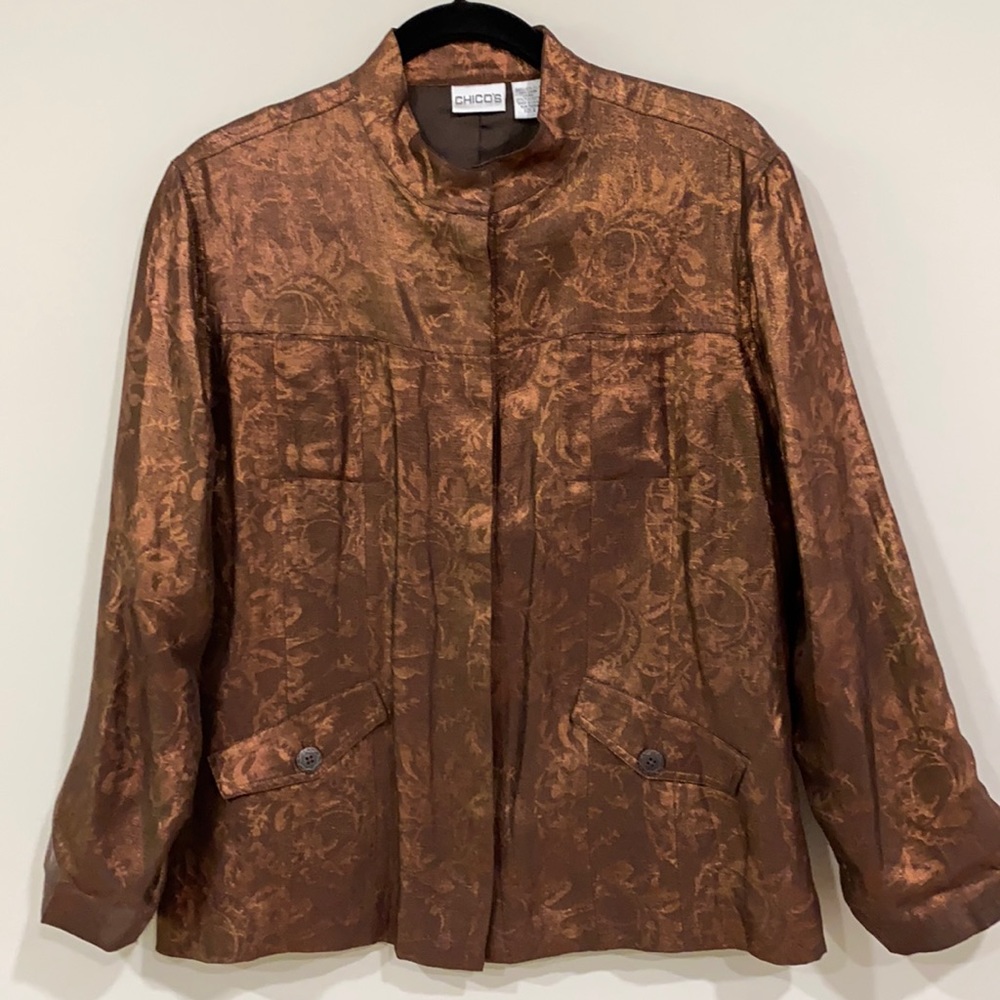 Copper Silk and Linen Blend Jacket by Chico’s.  Asian Inspired.